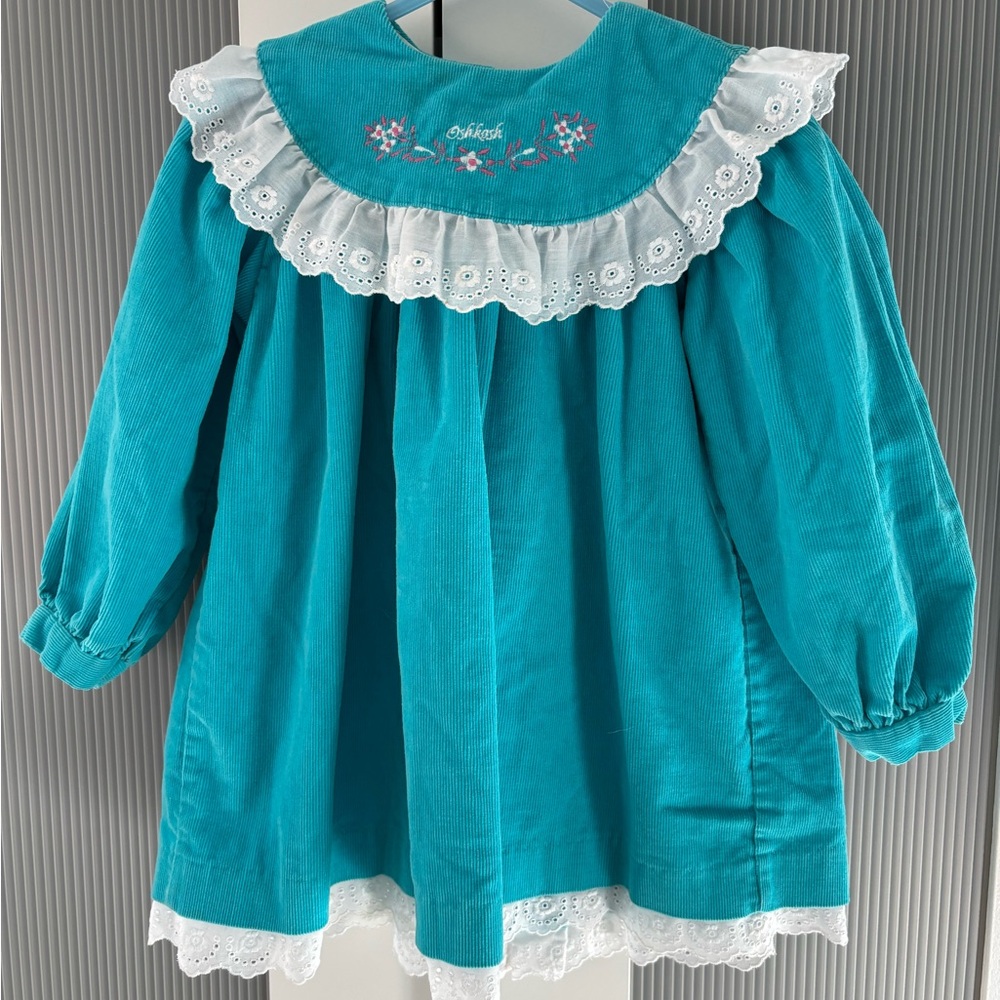 OshKosh B'gosh Turquoise Blouse with Eyelet Ruffle